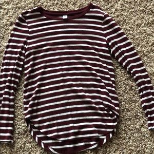 Maroon and white striped Long sleeve shirt